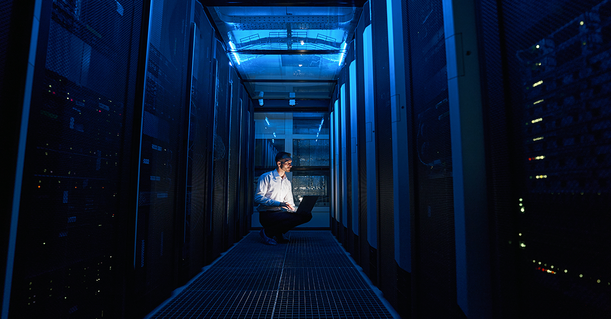 Man in data center
