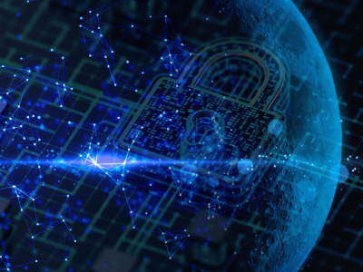 Lock and data points overlayed over an image of the moon