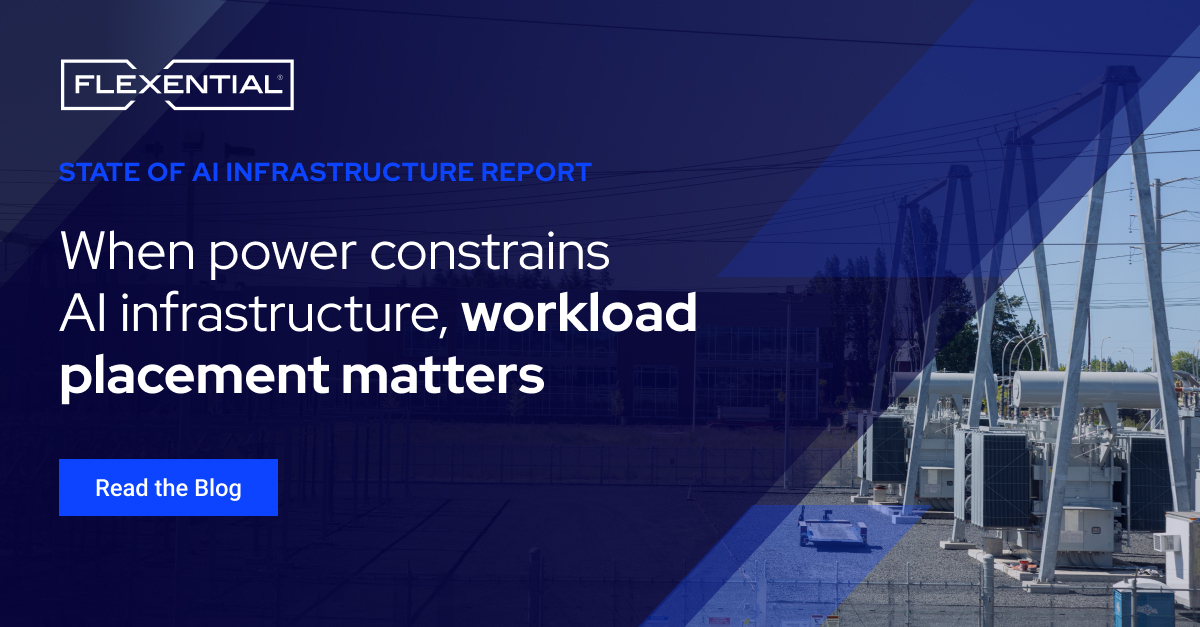 Power going into a data center with stylized color block overlays