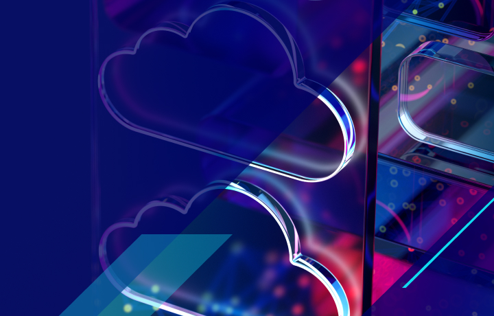 Abstract cloud with angular shape overlays