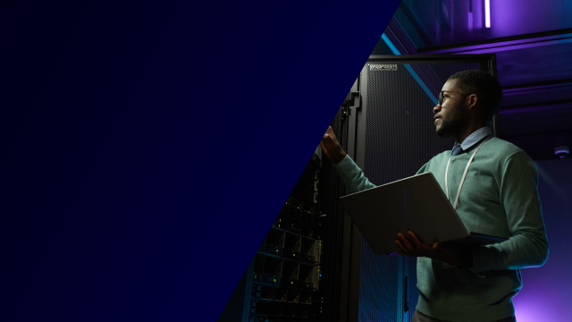 Man working on a server