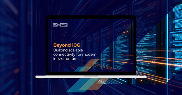 Ebook on computer screen over high-performing data racks