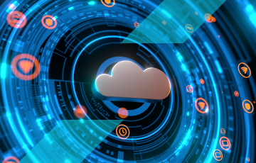 Cloud image with clock and icons