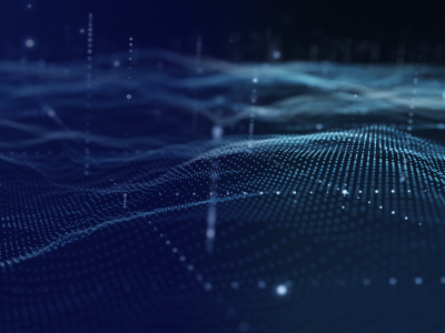 Data streams blinking across horizon