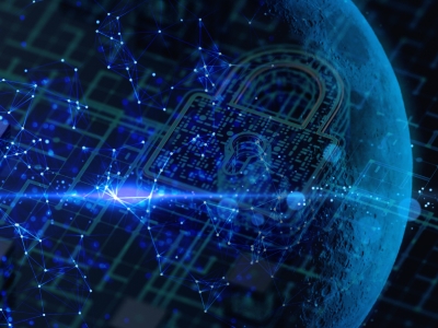 Lock and data points overlayed over an image of the moon