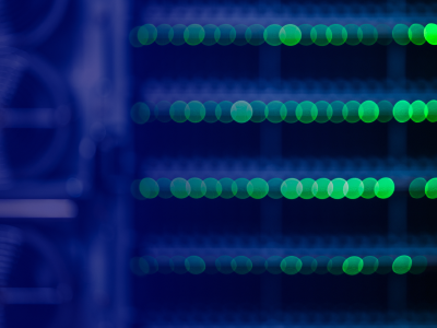 Blinking lights on a data center rack